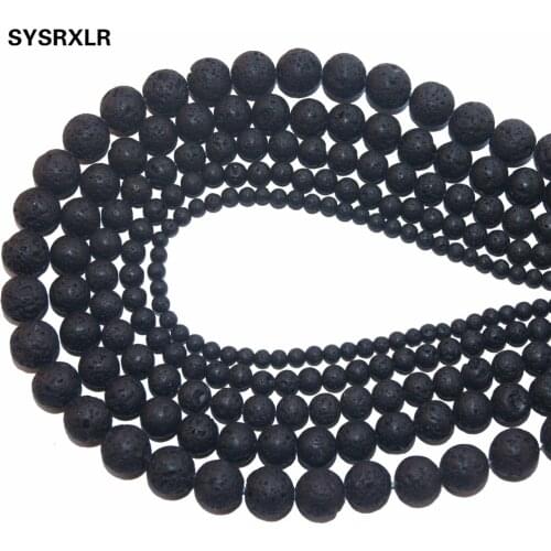 Black Volcanic Rock Natural Lava Beads For Jewelry Making Yourself Necklace Bracelet Material 4 / 6 / 8 / 10 / 12MM Strand 15.5