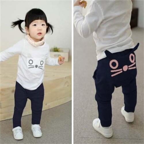 Baby Harem Pants Children Boys And Girls Leggings Harem Long Pants Newborn Cartoon Cat Print Harem Pants Pants Loose Trouser