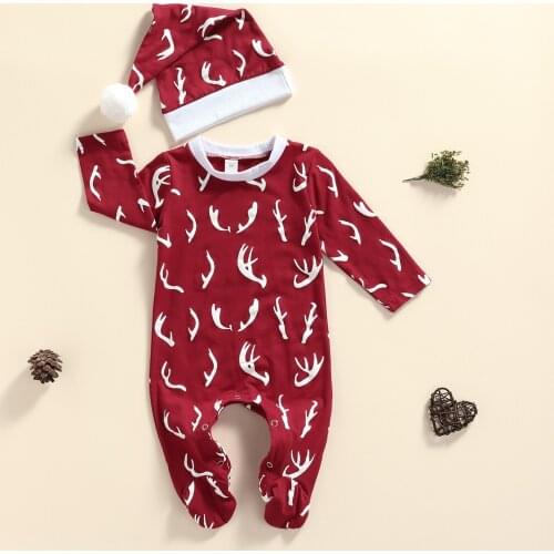 Baby Girl Romper Newborn Baby Boys Girls Creative Antler Romper Babies Winter Warm Playsuit Rompers Hat Outfits Xmas Clothing