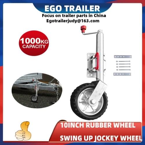EgoTrailer 10" Jockey Wheel Swing Up Solid rubber Wheel 1000Kg Caravan RV Boat Trailer jack parts