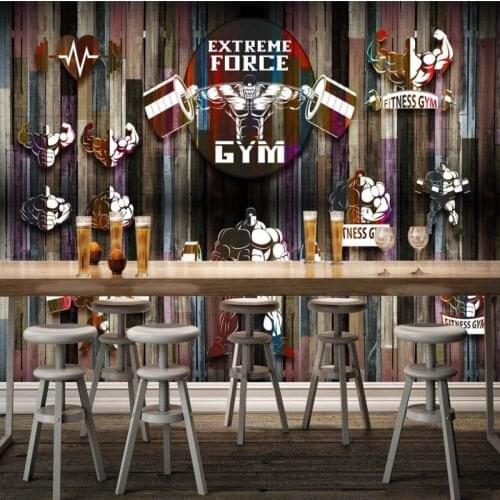 Photo wallpaper Color Wooden Retro Fitness Club Image Wall Background High quality wallpaper living room mural