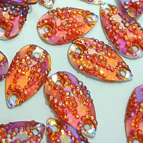 NICE Seller,Shiny Resin 11x18mm Orange ab Rhinestones Stones and Crystals Strass Sewing AccessoriesParty Decor Dresses Costumes