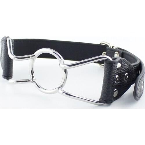 SODANDY Ring Gag Harness Open Mouth Gag Leather Ball Gag Stainless Steel Oral Sex Device Sex Slave Bondage Restraints Sex Toys