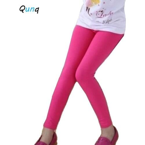 New Summer Kids Leggings for Girls Thin Elastic Waist Skinny Slim Girls Pant Clothes Solid Color Children Ninth Pants Legging