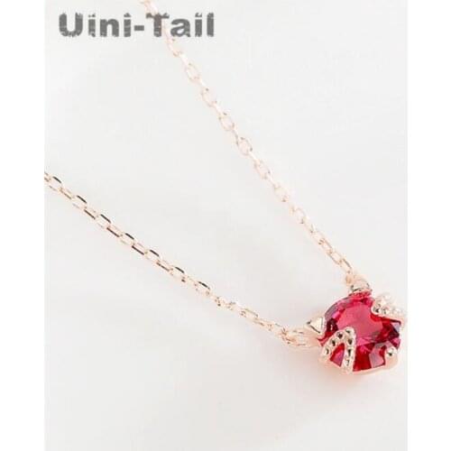 Uini-Tail 2019 hot 925 sterling silver small cute red cat pendant necklace temperament elegant fashion tide flow jewelry ED357