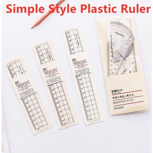 1PC/1Set Transparent Simple Style Plastic Ruler Student Ruler Office Learn Stationery Drawing School Supplies Gift For Kids