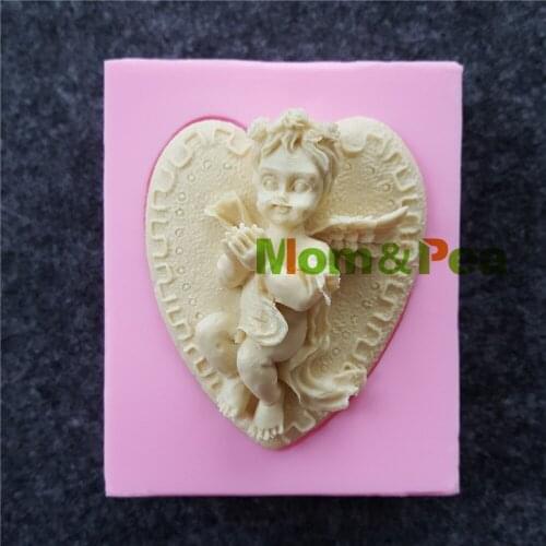 Mom&Pea 1166 Free Shipping Heart & Angel Silicone Mold Cake Decoration Fondant Cake 3D Mold Food Grade