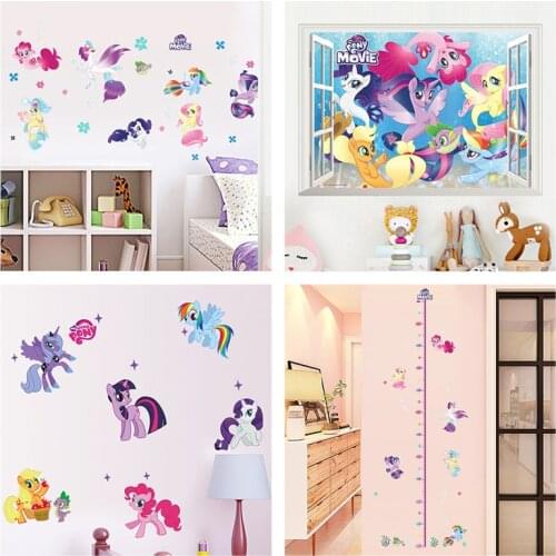 Lovely Unicorns Wall Stickers For Home Decoration Kids Room Mural Art 3d Movie Posters Cartoon My Little Pony Wall Decals