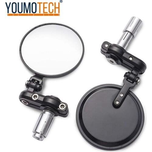 Motorcycle 3" Round 7/8" Handle Bar End Mirrors side mirror For Harley Honda Suzuki Yamaha Cafe Racer Bobber Universal motorbike