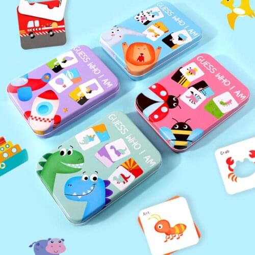 Cartoon Animal Fruit Dinosaur Puzzle English Pairing Card Development Kids Toy Early Head Start Training Puzzle Cognitive Card