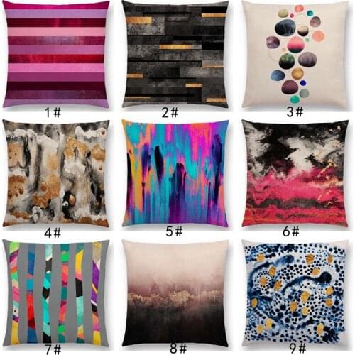 Latest Colorful Pebbles Abstract Ripples Fusion Stripe Tropical Sticks Natural Spring Sunrise Skyline Cushion Cover Pillow