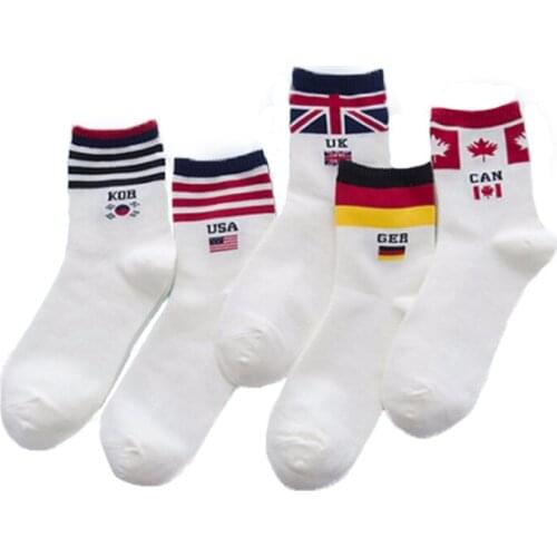 New Fashion Casual White Flag Mens Socks Brand Happy Creative Socks Cotton Socks calcetines hombre
