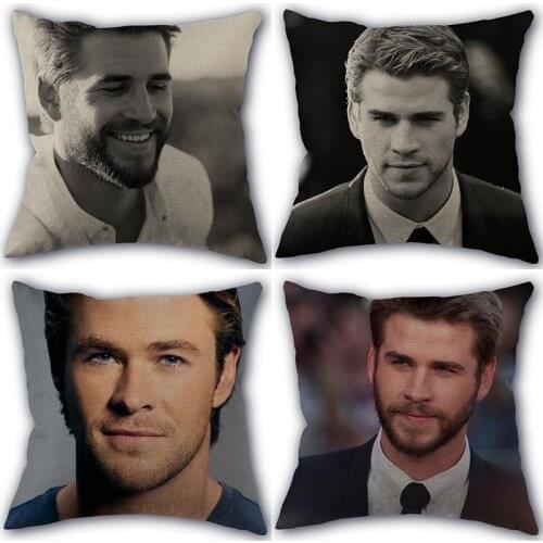 Custom New Liam Hemsworth Pillowcase High Quality Home Textile Cotton Linen Fabric 45x45cm One Side Decoration Pillow Covers