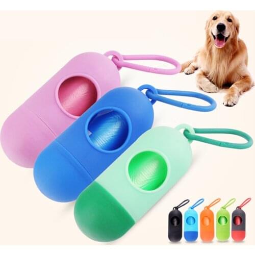 New Pill Shape Pet Dog Poop Bag Dispenser Waste Garbage Bags Carrier with 1 Roll Cat Dog Waste Poop Bag for dogs