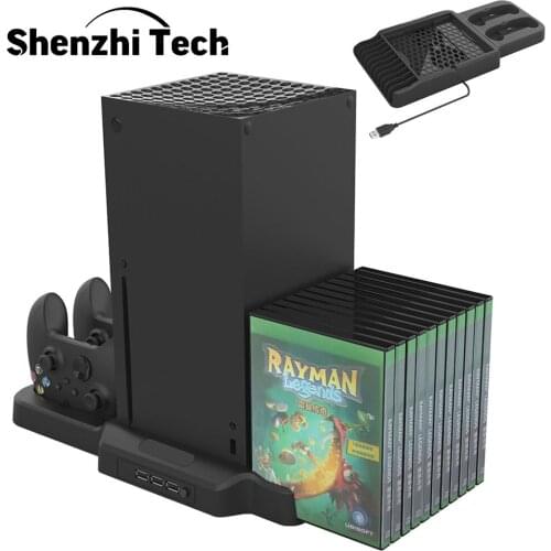 Vertical Cooling Stand for Xbox Series S/X Dual Controller Charging Docking Station with Game Storage for Xbox Series x/s