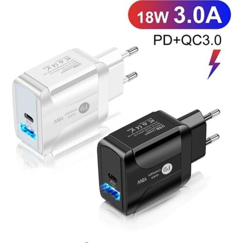 PD 18W Dual USB Type C Charger for MacBook Air iPad iPhone 11 12 mini Pro Samsung S20 Huawei USB-C Wall Charger for XIAOMI MI10