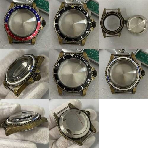 Retro Watch Case 316L Stainless Steel PVD Bronze Case for NH35/NH36 Watch Movement Modification Part