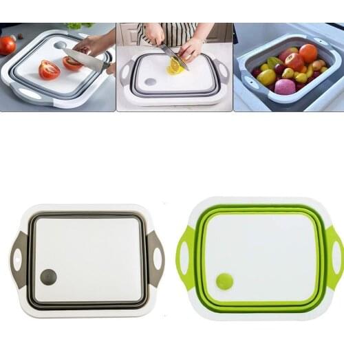 Folding Cutting Board Multifunctional Collapsible Sink Basket Vegetables Kitchen Drain Organizer Strainer Washable Storage T9V2
