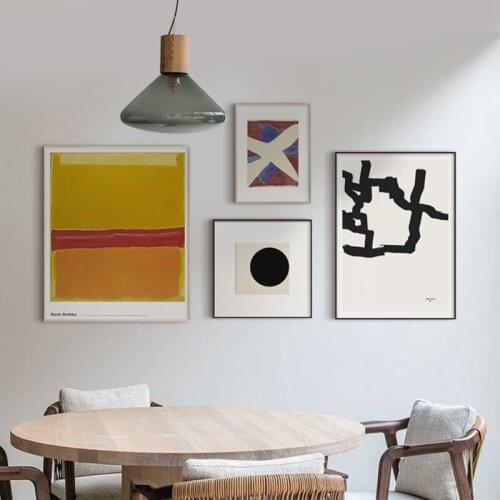 Modern simple Nordic pure color oil painting black and white art poster living room dining room decoration picture printing core