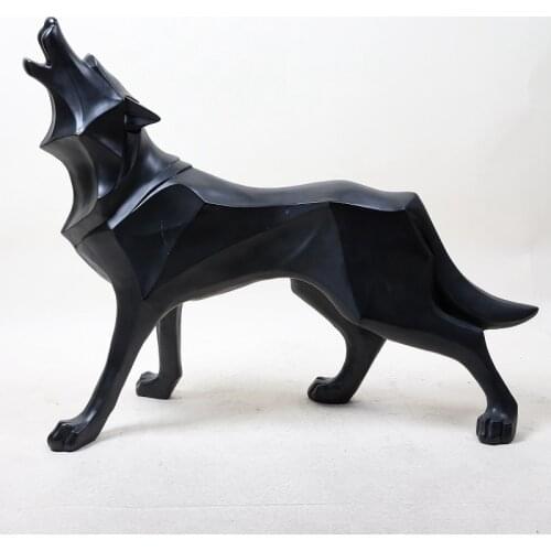 Wolf Resin Statue Model Modern Abstract Ice Wolf Wildlife Decor Gift Ornament Model Animal Totem Wolf Dog Sculpture Crafts