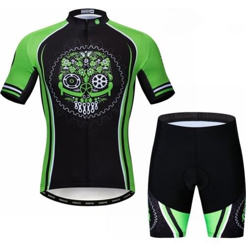 Weimostar 2019 Green Skull Cycling Clothing Men Summer Pro Cycing Jersey Set Gel Pad MTB Bicycle Clothes Quick Dry Bike Clothing