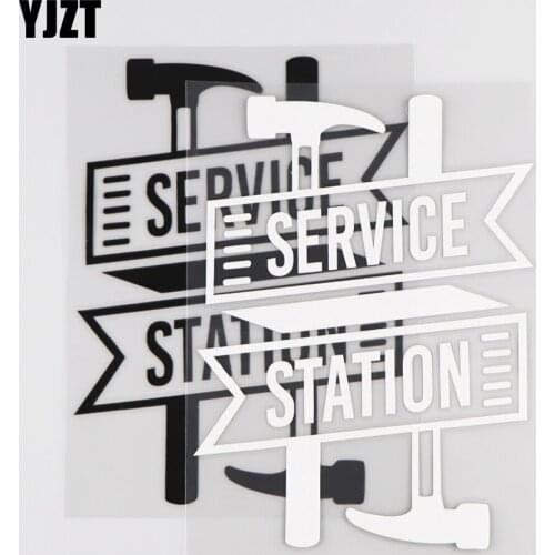 YJZT 11.2×15CM SERVICE STATION Creative Cartoon Pattern Decor Car Sticker Vinyl Decal Black/Silver 4C-0501
