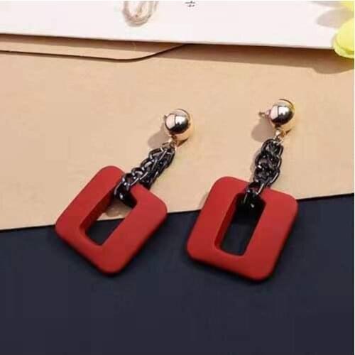 Exaggerated Matte Square Chain Feminine Long Paragraph Geometric Personality Earrings