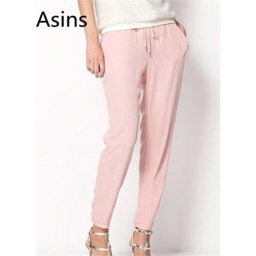 Asins harem pants 2019 spring summer new hot women fashion super drape comfortable bright color elastic waist casual harem pants