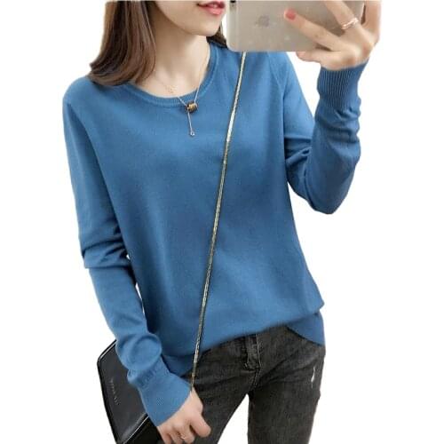 New Fashion Knit Sweater Women Autumn Winter Long sleeve Pullover Casual Top Female O-collar Solid Bottoming shirt Sweaters G561