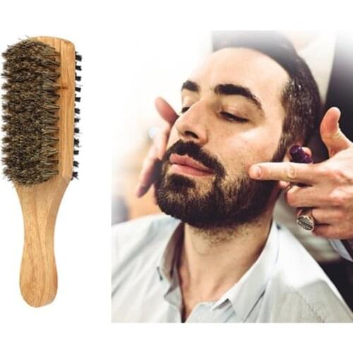 1Pc Wood Handle Mens Beard Hair Brush Shaving Brush Mustache Brushes Comb Double-sided Facial Hair Brush Male Face Message Tool
