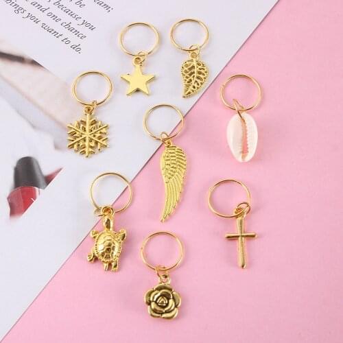 Golden 11 Styles Charms Hair Braid Dread Dreadlock Beads Clips Cuffs Rings Jewelry Dreadlock Accessories