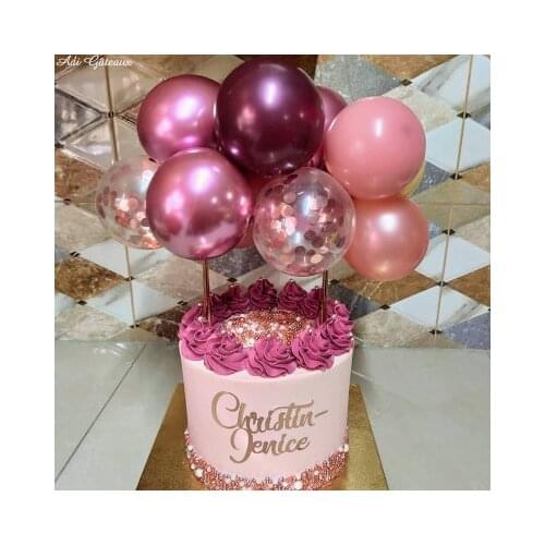 10pcs 5inch Confetti Balloon Cake Topper Wedding Party Decorations Supplies Kids Favors Happy Birthday Cake Topper Baby Shower