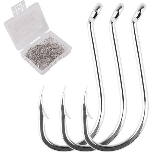 100pc / Box Stainless Steel Octopus Fishhook Sea Fishing Hooks 1#-10# Barbed Ringed Long Shank Saltwater Worm Jigging Hook Japan