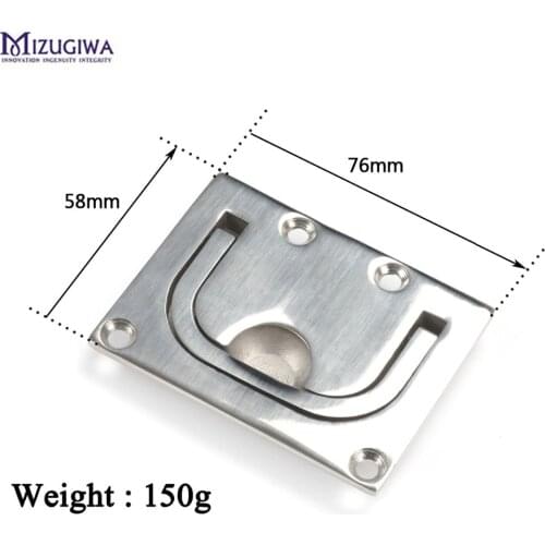 2PCS Mizugiwa 316 Stainless Steel Boat Locker Flush Lift Handle Ring Boat Pull 58mm x 76mm Marine Grade Flush Lifting Handle