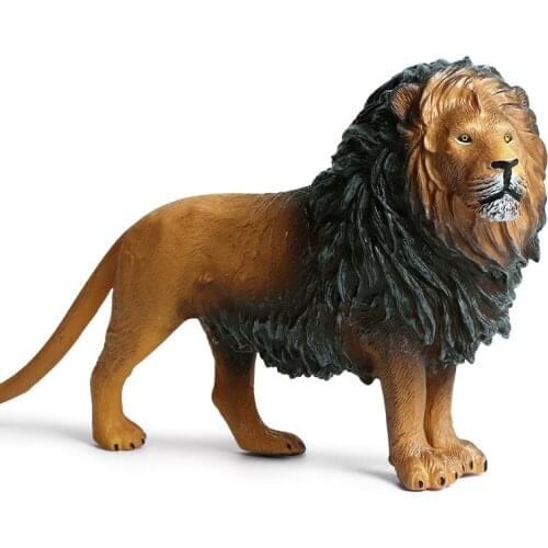 27*7.5*15cm simulation science education static wild animal world model soft rubber filling cotton large lion ornaments children