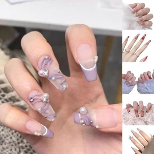 3D Bride Butterfly Nail Art Patch With Diamond Wearing Product Wearing Fake Finished Nail Nail Nail Art Patch Pearl Nail M2H0