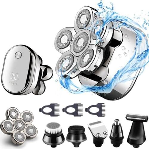 Rechargeable 6in1 powerful hair electric shaver for men body beard trimmer facial grooming electric razor balds shaving machine