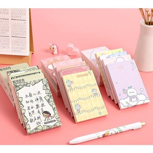 80 Sheets Cartoon Illustration Memo Pads Cute Rabbit Girl Thick Sticky Notes Office Decoration Kawaii Stationery