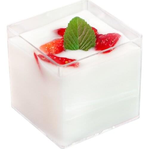Promotion - Event Party Wedding Festival Suppliers, Disposable Plastic Tableware, 44*44mm/60ml MINI Square Dessert Cup, 10/Pack
