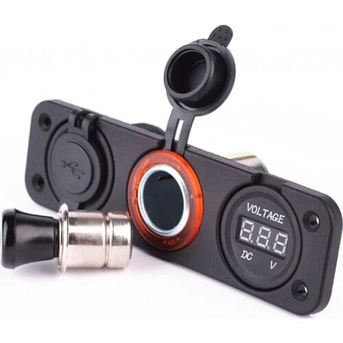 Car Dual USB Adapter Charger Digital Voltmeter Cigarette Lighter Sockets send 6pcs 15cm cable
