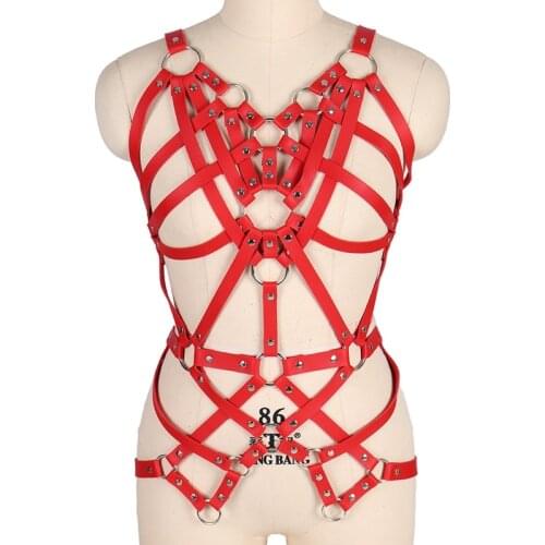 BDSM Erotic Corset Underwear Set Body Cage Harness Belts Leather Bra Goth Punk Party Rave Women Sexy Bondage Lingerie Suspender