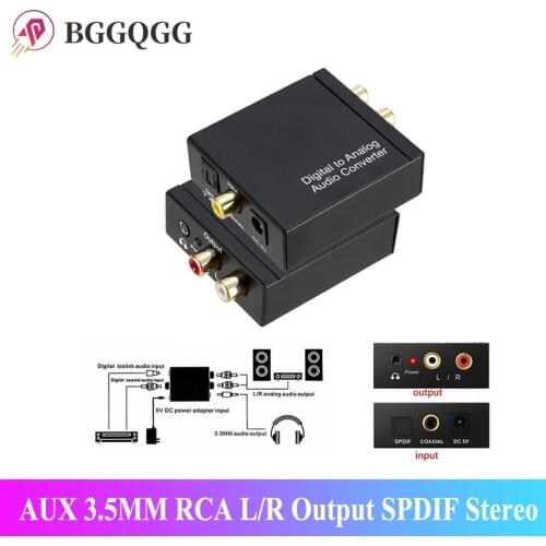 BGGQGG AUX 3.5MM RCA L/R Output SPDIF Stereo Digital Audio USB DAC Amplifier Adapter Optical Digital Fiber To Analog Converter