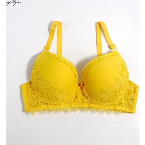 Softrhyme free shipping solid color embroidered bras 85d-110d plus size minimizer bras female non-padded underwear sexy lingerie