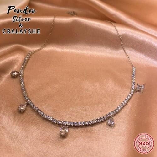 Trend Necklace S925 Sterling Silver Jewelry 1:1 Copy, SUBTLE Crystal Tassel Adjustable Chain Elegant Gift For Female With Logo
