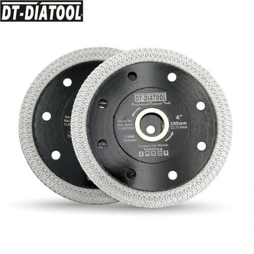 DT-DIATOOL 2pcs/set Dia 105mm/4" Superthin Diamond Cutting Disc X Mesh turbo rim Saw Blades Cutting Wheel thickness 1.2MM