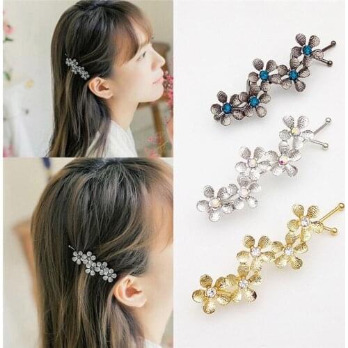 Imixlot New Flower Rhinestone Women Hair Accessories Plum Floral Hair Clip Girls Hair Pins Sweet Wedding Headwear Barrette