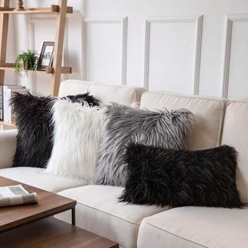 Faux Throw Pillow Cover Home Sofa Decorative Pillowcase Bedroom Cushion Cover Decorations Pillowcase Plush Cushion Home Decor
