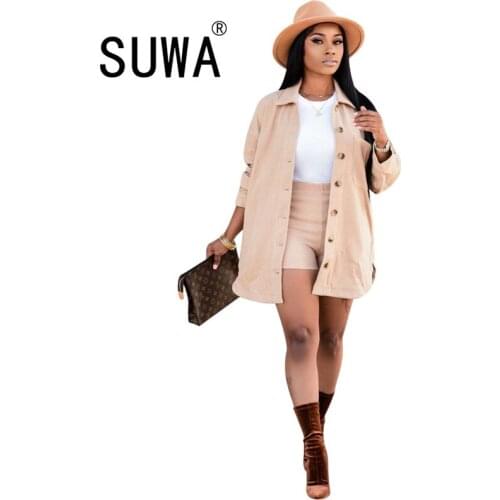 Tracksuit Women 2 Piece Set Single-Breasted Long Sleeve Coats Jacket Shorts Pants Office Lady Wholesale Clothes