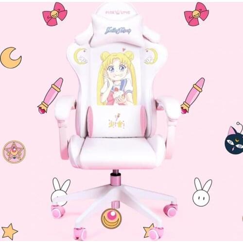 Hot products WCG gaming chair girls cute cartoon computer armchair office home swivel massage chair lifting adjustable chair