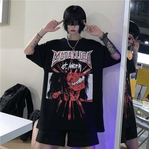 Summer Casual Loose Women T Shirt Spoof Personality Fashion Harajuku Female Clothing Letter Cartoon Funny Fashion Print T-shirt